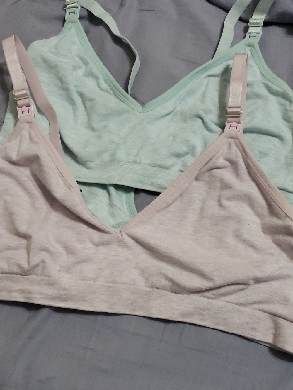 2 Xxl Clip Down Nursing Bras Lavendar Aqua